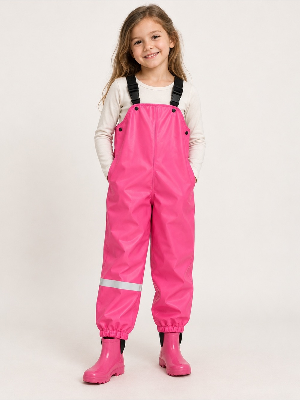 H&M Kids Waterproof Pink Rain Bib Overalls - Size 4-6